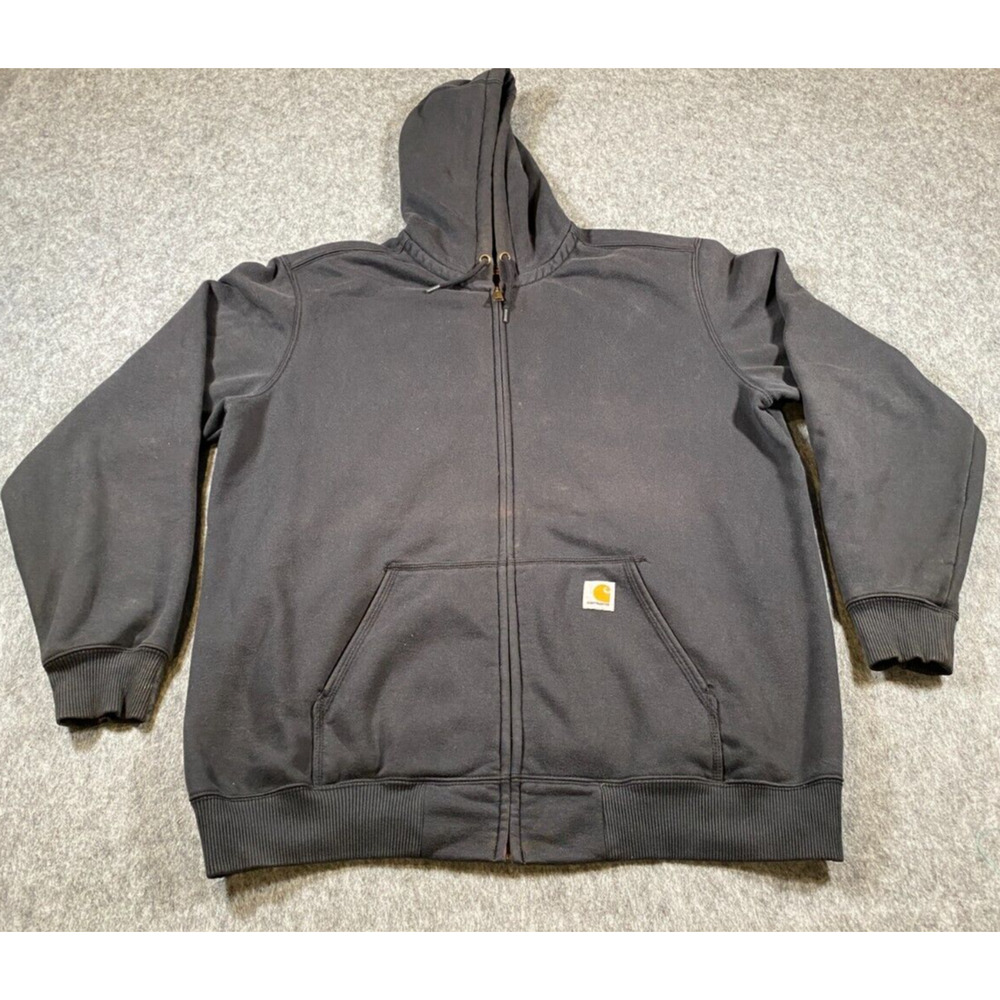 Carhartt Hoodie Mens Sz XL Tall Gray Zip Original Distressed Sweatshirt Hoody